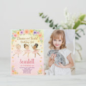 Custom Girl's Ballet Uitnodigen met foto Kaart (Staand voorkant)