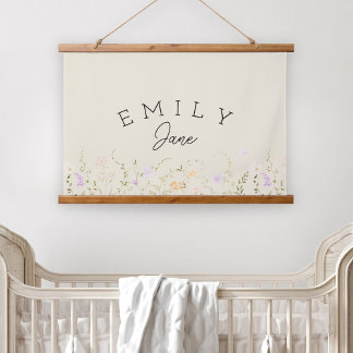 Custom Girls Name Sign Wildflower Nursery Decor Hangend Wandkleed