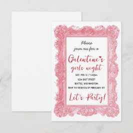 Custom Girls Night Galentine Pink Party Invitation RSVP Kaartje