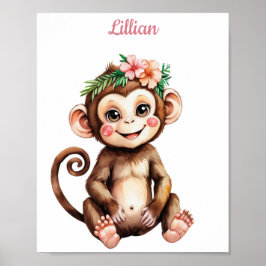 Custom Girl's Oerwoud Thema Nursery Giraffe Poster