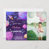 Custom Girls Space Party Uitnodigen Kaart (Voorkant)