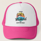 Custom Girls Trip 2025 Retro Sunset Weekend BFFs Trucker Pet (Voorkant)
