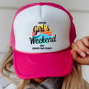 Custom Girls Trip 2025 Retro Sunset Weekend BFFs Trucker Pet