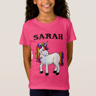 CUSTOM GIRLS UNICORN NAAM ROZE T-SHIRT