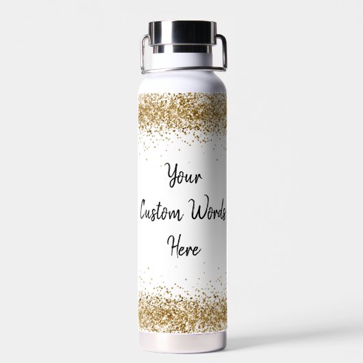 Custom Girly Gold Glitter - Speciaal jouw woorden Waterfles (Achterkant)