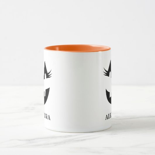 Custom Girly Jack O Lantaarn Pompoen Gezicht Hallo Mok (Midden)