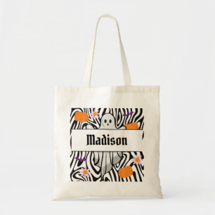 Custom Girly Jack O Lantaarn Pompoen Gezicht Hallo Tote Bag