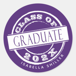 Custom Girly Paars Afstuderen Ronde Sticker