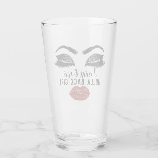 Custom Girly Power Roos Kiss Eyelashes Makeup Glas (Achterkant)