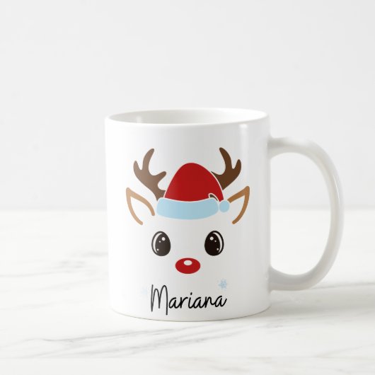 Custom Girly Reindeer Face Coffee Mug  Koffiemok (Rechts)