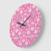 Custom girly rose pink Scandi hummingbirds floral Grote Klok (Hoek)