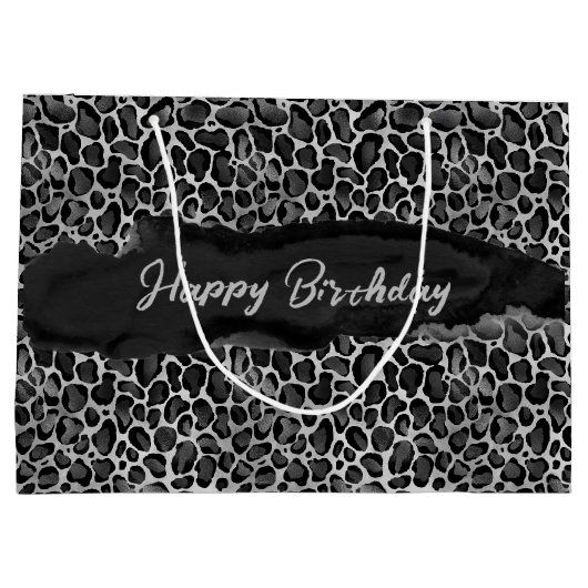 Custom Glam Leopard Print Verjaardag Groot Cadeauzakje (Achterkant)