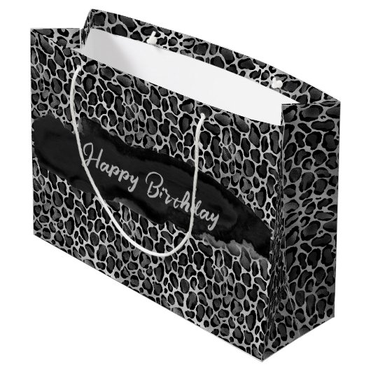 Custom Glam Leopard Print Verjaardag Groot Cadeauzakje (Achterkant Gekanteld)