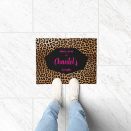 Custom Glamoratti Leopard Print Welcome rug Deurmat