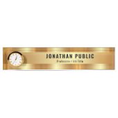 Custom Glamorous Stylish Template Luxe Gold Clock Naambordje (Voorkant)