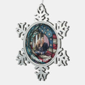 Custom Glas in lood Design USA Flag Patriottisch Tin Sneeuwvlok Ornament (Rechts)