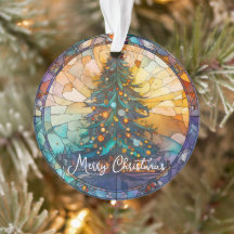Custom Glas in lood Tree Claus Kerstversiering