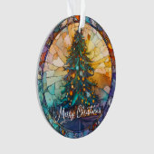 Custom Glas in lood Tree Claus Kerstversiering Ornament (voorkant)