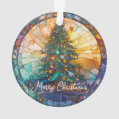 Custom Glas in lood Tree Claus Kerstversiering Ornament (achterkant)