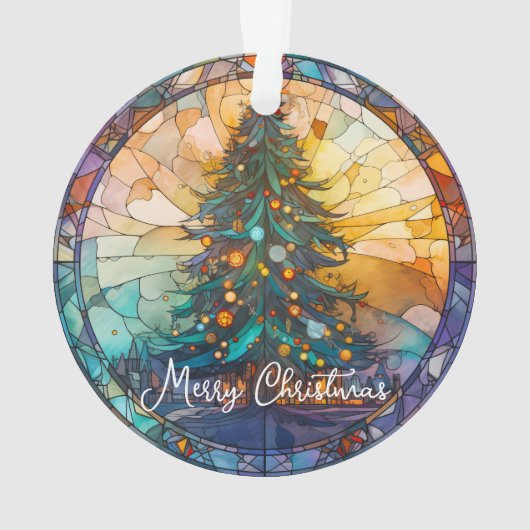 Custom Glas in lood Tree Claus Kerstversiering Ornament (achterkant)