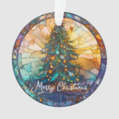 Custom Glas in lood Tree Claus Kerstversiering Ornament (voorkant)