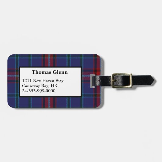 Custom Glenn Tartan Plaid Bagagelabel (Voorkant horizontaal)