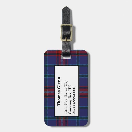 Custom Glenn Tartan Plaid Bagagelabel (Voorkant verticaal)