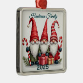 Custom Gnome Family Of Three Metalen Ornament (Rechts)