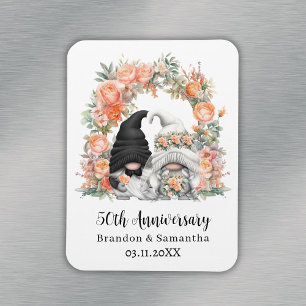 Custom Gnome Peach Floral 50ste bruiloft Jubileum Magneet