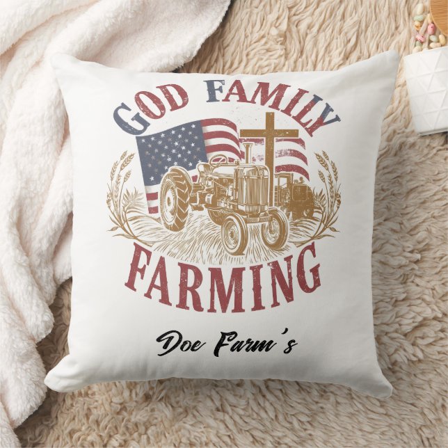 Custom “God Family Farming” Farmhouse Pillow Kussen (Deken)