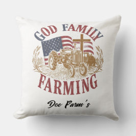Custom “God Family Farming” Farmhouse Pillow Kussen