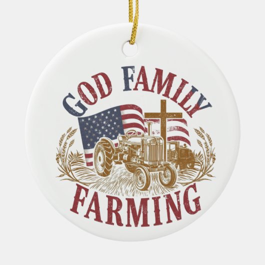 Custom “God Family Farming” Ornament (Voorkant)