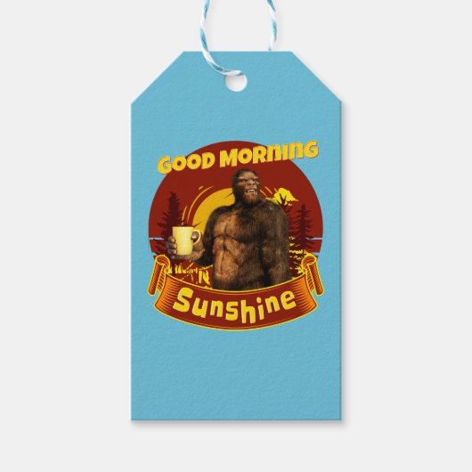 Custom Goede Morgen Zonneschijn Funny Bigfoot Koff Cadeaulabel (Voorkant)