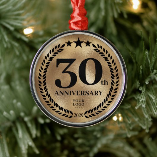 Custom Gold 30e Jubileum Zakelijke Kerst Metalen Ornament (Boom)