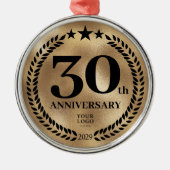 Custom Gold 30e Jubileum Zakelijke Kerst Metalen Ornament (Voorkant)