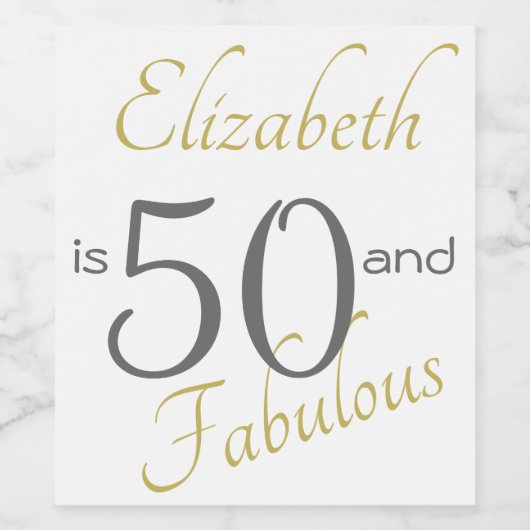 Custom Gold 50 en Fabulous 50ste verjaardag Wijn Etiket (Enkel label)