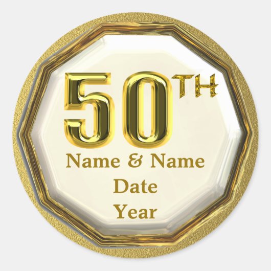 Custom Gold 50th Anniversary Or Birthday Stickers (Voorkant)