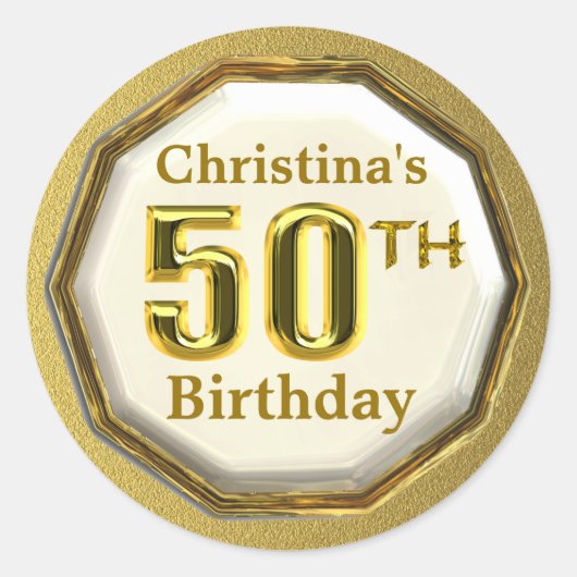 Custom Gold 50th Birthday Stickers (Voorkant)