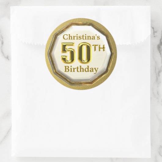 Custom Gold 50th Birthday Stickers (Tas)