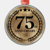 Custom Gold 75e Business Jubileum Christmas Metalen Ornament (Voorkant)