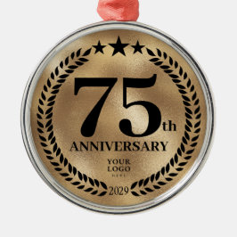 Custom Gold 75e Business Jubileum Christmas Metalen Ornament