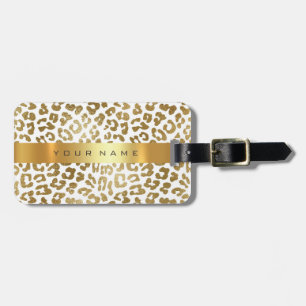 Custom Gold Africa Jaguar Safari Animal Skin White Bagagelabel