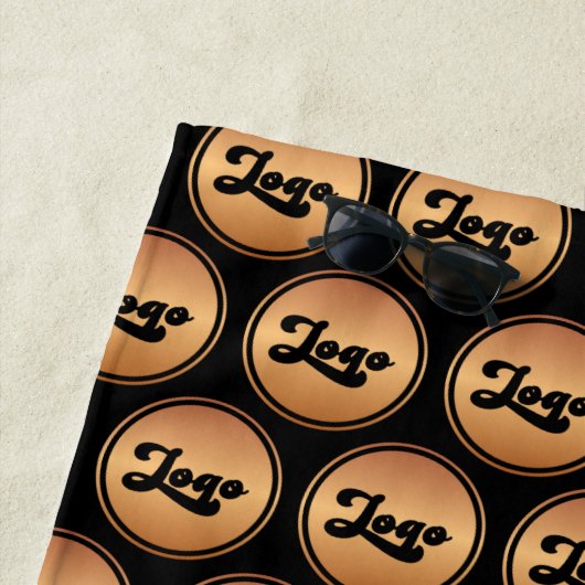 Custom Gold & Black Business Company Logo Patroon Strandlaken (In situ)