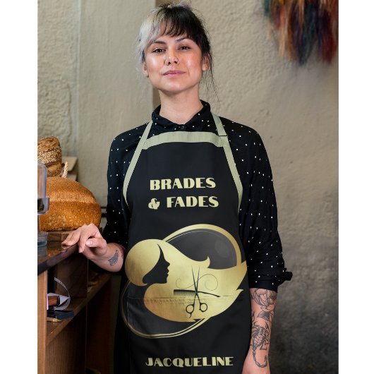 Custom Gold & Black Hair Styling Schort