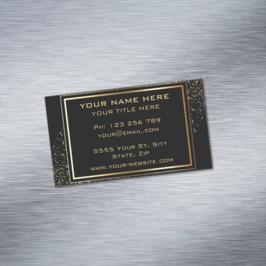 Custom Gold Black Modern Visitekaartje Magnet Magnetisch Visitekaartje (Voorbeeld)