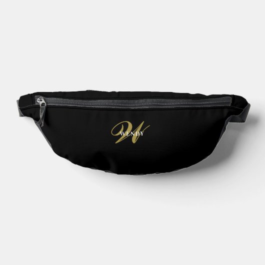 Custom Gold Black Monogram l Stylish Minimalist Fa Heuptasje (Liggend)