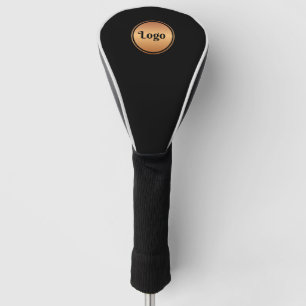 Custom Gold & Black Round Business Logo Company Golfheadcover