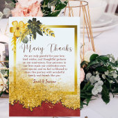 Custom Gold & Bourgondië Foral Wedding Jubileum Bedankkaart