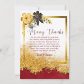 Custom Gold & Bourgondië Foral Wedding Jubileum Bedankkaart (Voorkant)