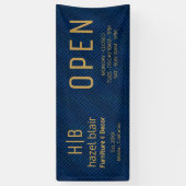 Custom Gold Business Logo Monogram Blauw Patroon Spandoek (Verticaal)
